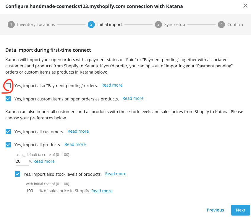 Turn off importing Payment Pending orders
