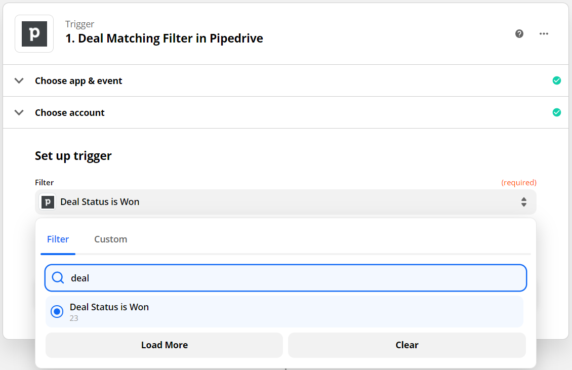 Pipedrive deals import to Katana once it’s been configured on Zapier.