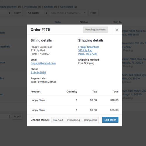 The WooCommerce order tracking can be done under details.